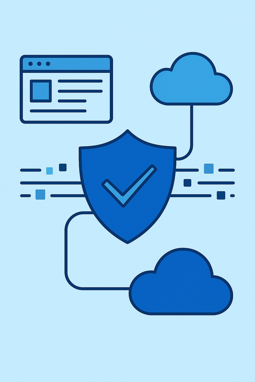 Un escudo protege el flujo de datos entre el navegador y la nube, representando el tagging en servidor.